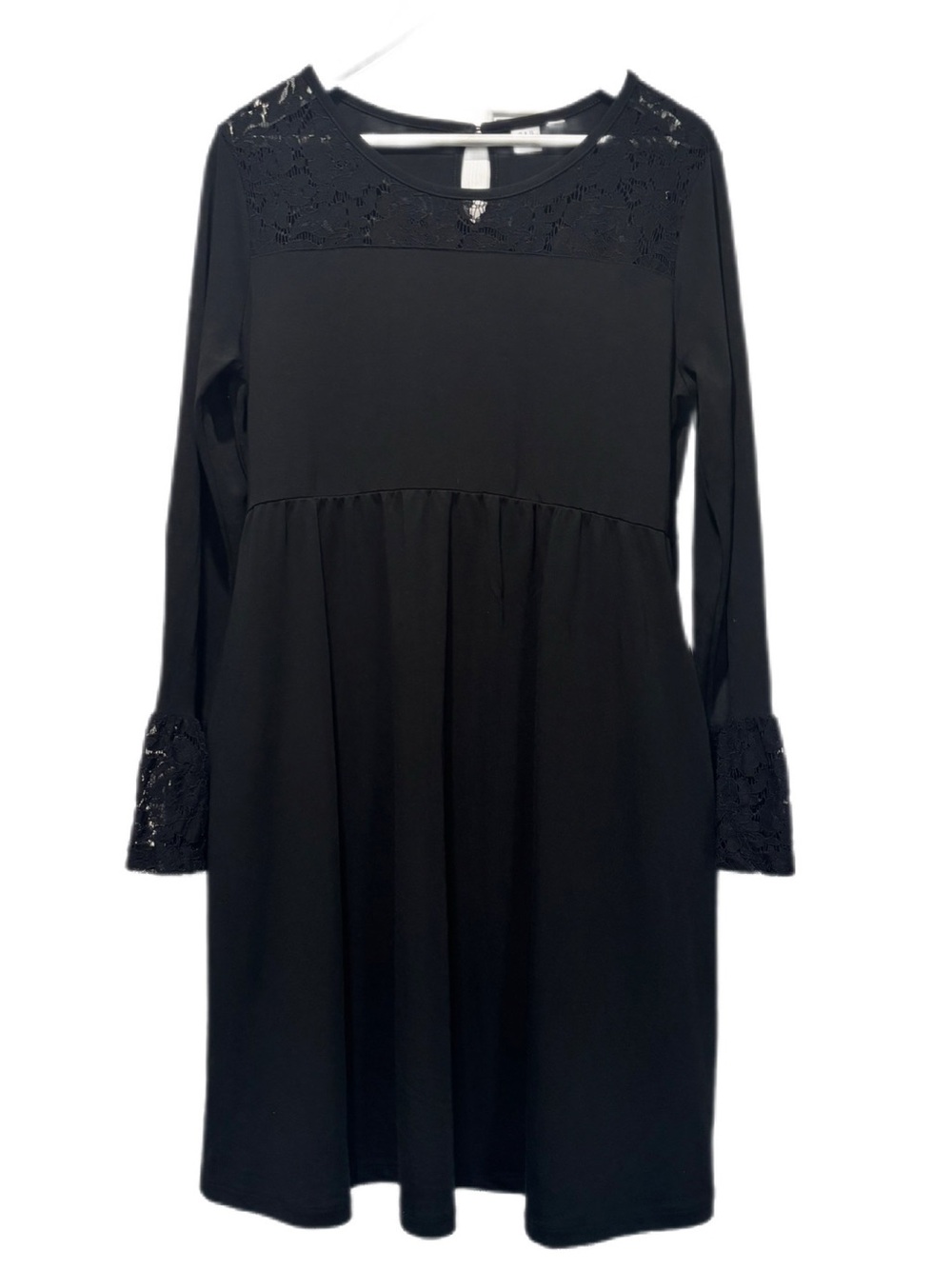 Gap Maternity Black Lace Trim Ponte Empire Waist Dress Size Large